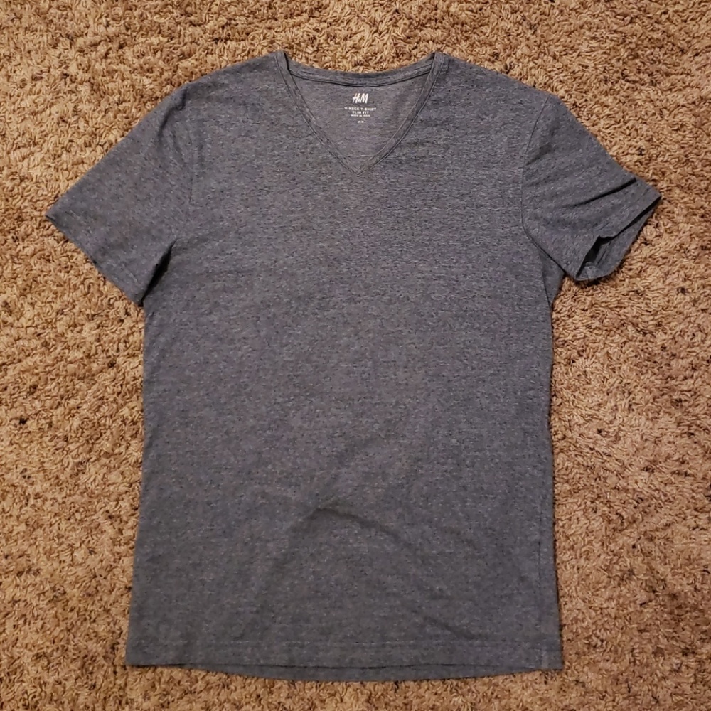 A Grey/Blue H&M V-Neck T-Shirt